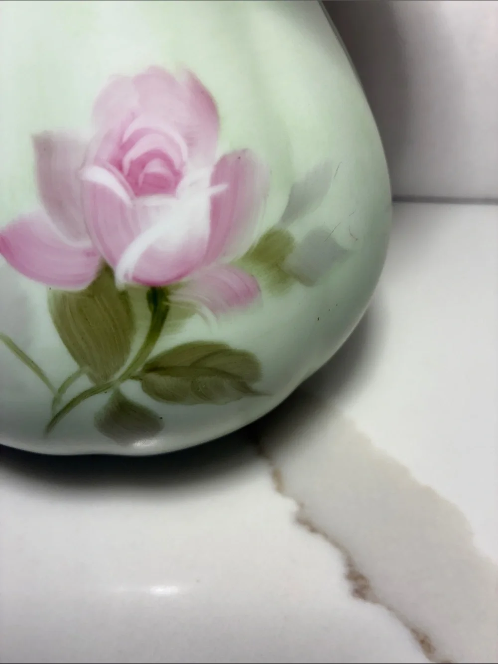 Bavarian Hand-Painted Floral Porcelain Tray & pitcher - Pink Cabbage Roses